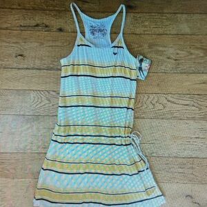 2000's Vintage Roxy White and Yellow Striped Mini Dress coconutgirl surf